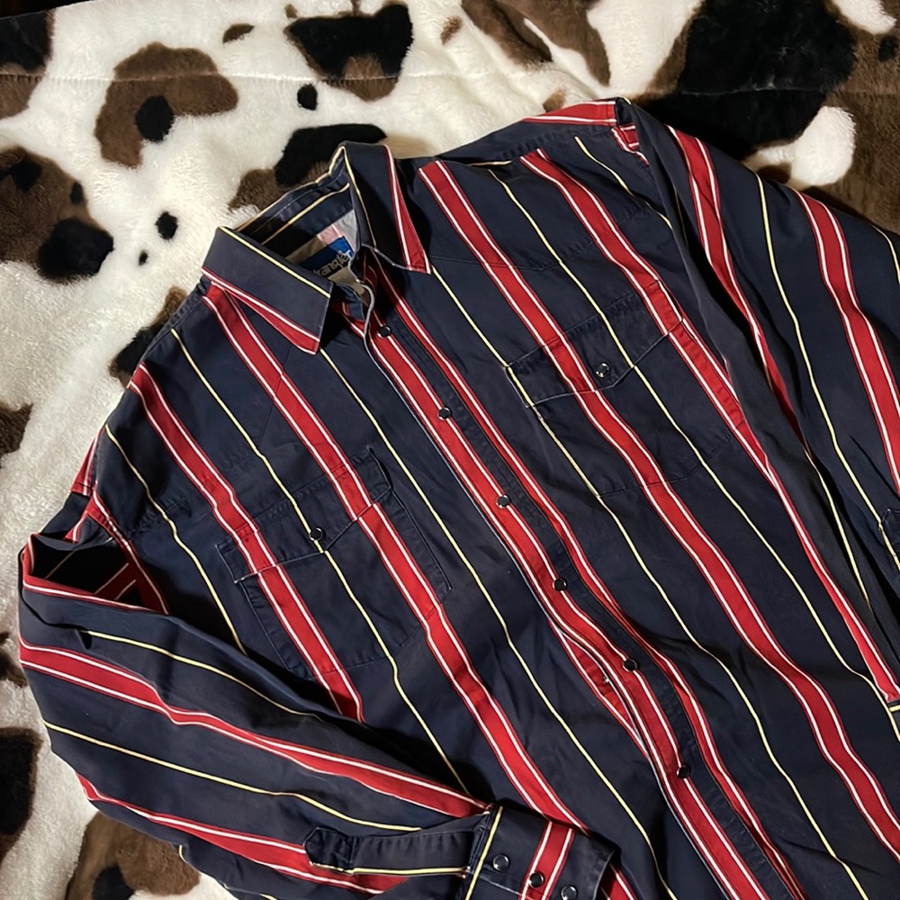 Men’s Wrangler | Size XL | vintage striped | pearl snap button down